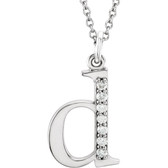 14kt White .04 CTW Diamond Lowercase Letter "d" Initial 16" Necklace