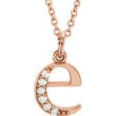 14kt Rose .03 CTW Diamond Lowercase Letter "e" Initial 16" Necklace