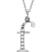 14kt White .03 CTW Diamond Lowercase Letter "f" Initial 16" Necklace
