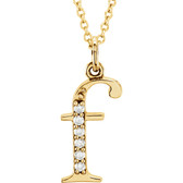 14kt Yellow .03 CTW Diamond Lowercase Letter "f" Initial 16" Necklace