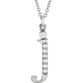 14kt White .03 CTW Diamond Lowercase Letter "j" Initial 16" Necklace