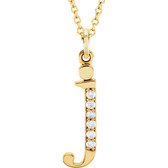 14kt Yellow .03 CTW Diamond Lowercase Letter "j" Initial 16" Necklace