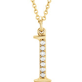 14kt Yellow .04 CTW Diamond Lowercase Letter "l" Initial 16" Necklace