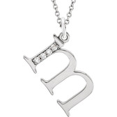 14kt White .025 CTW Diamond Lowercase Letter "m" Initial 16" Necklace