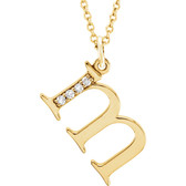 14kt Yellow .025 CTW Diamond Lowercase Letter "m" Initial 16" Necklace