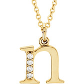 14kt Yellow .025 CTW Diamond Lowercase Letter "n" Initial 16" Necklace