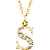 14kt Yellow .03 CTW Diamond Lowercase Letter "s" Initial 16" Necklace