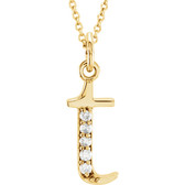 14kt Yellow .03 CTW Diamond Lowercase Letter "t" Initial 16" Necklace