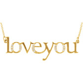 14kt Yellow .08 CTW Diamond "Love You" 18" Necklace