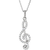 14kt White 1/4 CTW Petite Treble Clef Diamond 16" Necklace