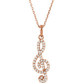 14kt Rose 1/4 CTW Petite Treble Clef Diamond 16" Necklace