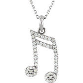 14kt White 1/5 CTW Diamond Double Sixteenth Note 16" Necklace