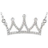 14kt White 1/5 CTW Diamond Petite Crown 16.45" Necklace