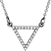 14kt White 1/8 CTW Diamond Triangle 16" Necklace