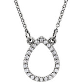 14kt White 1/8 CTW Diamond Teardrop 16" Necklace