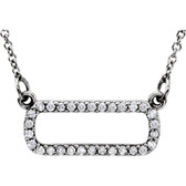 14kt White 1/6 CTW Diamond Soft Rectangle 16" Necklace