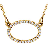 14kt Yellow 1/6 CTW Diamond Horizontal Oval 16" Necklace