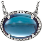14kt White London Blue Topaz & 1/6 CTW Diamond 16" Necklace