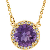 14kt Yellow Amethyst & .05 CTW Diamond 16" Necklace
