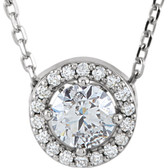 14kt White 1/3 CTW Diamond Halo-Style 16" Necklace