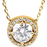 14kt Yellow 1/2 CTW Diamond Halo-Style 16" Necklace