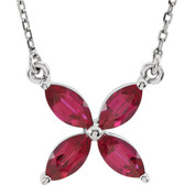 14kt White Chatham® Created Ruby 16" Necklace