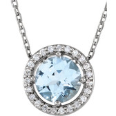 14kt White Aquamarine & .06 CTW Diamond 16" Necklace
