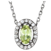 14kt White Peridot & .04 CTW Diamond 16" Necklace