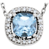 14kt White Sky Blue Topaz & .04 CTW Diamond 16" Necklace