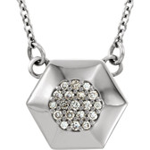 14kt White .08 CTW Diamond Geometric 16.5" Necklace