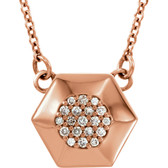 14kt Rose .08 CTW Diamond Geometric 16.5" Necklace