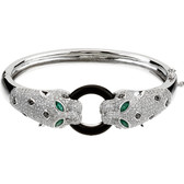 14kt White Emerald, Onyx & 2 1/2 CTW Diamond Bracelet