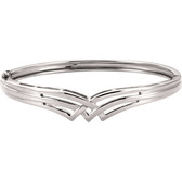 14kt White Hinged Bangle Bracelet