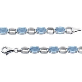 14kt White 7x5mm Oval Sky Blue Topaz 7" Bracelet