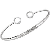 14kt White 1/6 CTW Diamond Circle Hinged Bangle 7" Bracelet