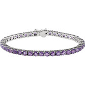 14kt White Amethyst 7.15" Line Bracelet