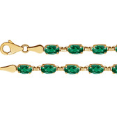14kt Yellow Created Emerald 7" Bracelet