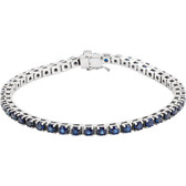 14kt White Blue Sapphire Line Bracelet