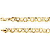 14kt Yellow 7.9mm Hollow Double Link Charm 7.25" Bracelet