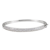 14kt White 1 1/2 CTW Diamond Bangle 7" Bracelet