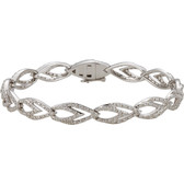 14kt White 1 1/3 CTW Diamond Link Bracelet