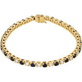 14kt Yellow Blue Sapphire & 2 3/8 CTW Diamond Bracelet