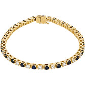 14kt Yellow Blue Sapphire & 2 3/8 CTW Diamond Bracelet