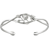14kt White .05CTW Diamond Leaf Design Cuff Bracelet