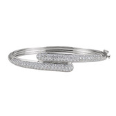 14kt White 3 CTW Diamond Bangle Bracelet