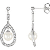 14kt White Freshwater Cultured Pearl & 1/4 CTW Diamond Earrings