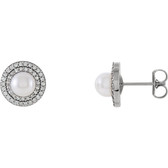 14kt Rose Freshwater Cultured Pearl & 1/5 CTW Diamond Earrings