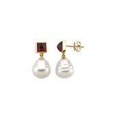 South Sea Cultured Pearl & Rhodolite Garnet Earrings or Semi-mount