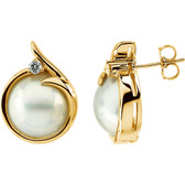 Mabé Cultured Pearl & Diamond Earrings