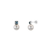14kt White South Sea Pearl & London Blue Topaz Earrings